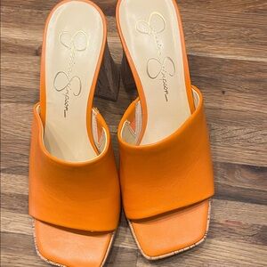 Jessica Simpson Orange Mules size 8